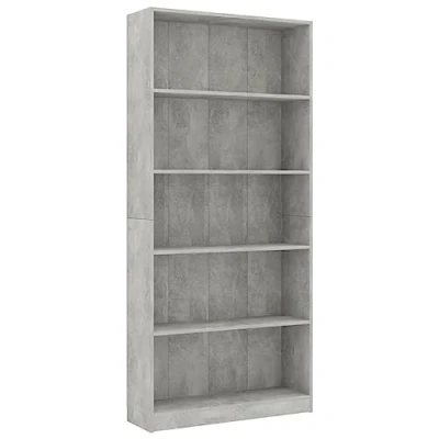 Afbeelding van vidaXL Boekenkast met 5 schappen 80x24x175 cm bewerkt hout betongrijs
