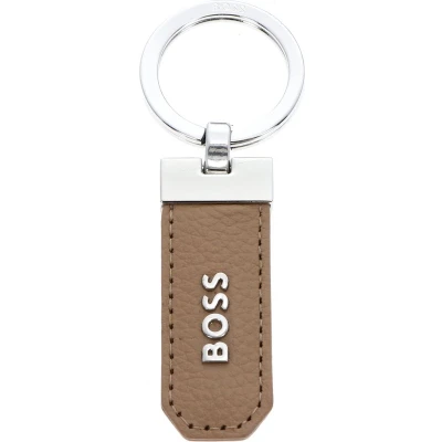 Afbeelding van HUGO BOSS Leren Sleutelhanger Classic Grained Keyring Camel Lichtbruin
