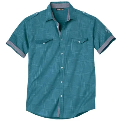 Afbeelding van ATLAS FOR MEN Licht herenhemd korte mouwen zomerhemd verkrijgbaar in grote maten van M tot 5XL, Emerald Groen, L