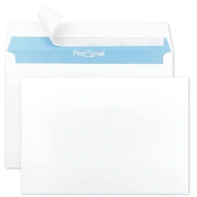Afbeelding van Netuno 100 witte enveloppen C6 114x162mm 90g zonder venster zelfklevend premium kwaliteit kantoorenvelop met binnenprint voor documenten brieven facturen offertes