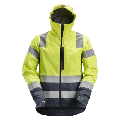 Afbeelding van Allroundwork, High Vis Waterproof Shell Jack Klasse 3, Geel Donker Blauw (6695), 004