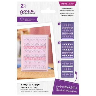 Afbeelding van Gemini CaC snijmal Ribbon Threading Panels Charming Lace