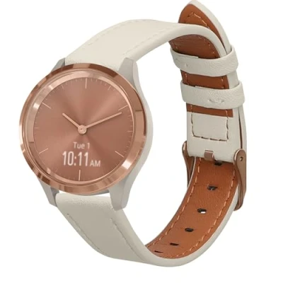 Afbeelding van kwmobile lederen horlogebandje geschikt voor Garmin vivomove 3S polsband Echt leren smartwatch bandje Activity tracker horloge band in wit