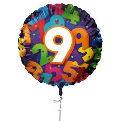 Afbeelding van Folieballon Cijfers 9 jaar 45 cm Helium en Luchtvulling