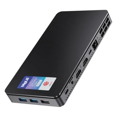 Afbeelding van MeLE Overclock4C N100 Micro pc, 32 GB, 512 Windows 11 Pro, kleine desktopcomputer voor zakelijk onderwijs, thuis, Triple Screen Display, 4K HDMI Full Function USB C WiFi 5 Gigabit Ethernet BT5.1
