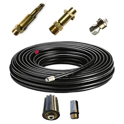 Afbeelding van Reinigingsslang voor Kärcher HD HDS en anderen met aansluiting 1/8&quot; AG: M22 x 1,5 IG &amp; bajonetadapter adapter Quick Click roterende reinigingssproeier buizen (45 meter)