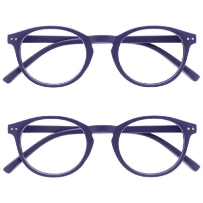Afbeelding van Opulize Zen 2 Stuks Leesbril Glad Mat Paars Klein Mannen Vrouwen RR24 5 +1,00
