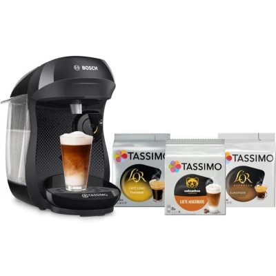 Afbeelding van Tassimo bundel 1 zwarte Happy koffiemachine + 3 pakjes T Discs BOSCH TAS102EC3