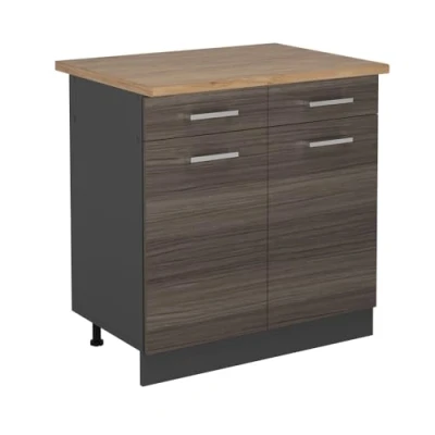 Afbeelding van Vicco Keukenonderkast R Line, Edel grijs/Antraciet, 80 cm , WB Eik