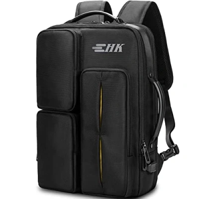 Afbeelding van HEROIC KNIGHT Laptoprugzak voor dames en heren, 15,6 inch, waterdichte rugzak, grote reisrugzak, handbagage, zakelijke rugzak met USB aansluiting werk, universiteit, reizen, zwart, l