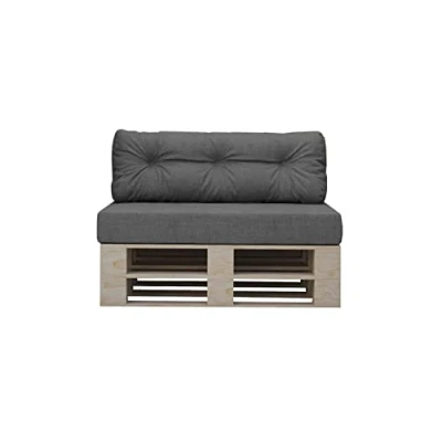 Afbeelding van Chilly Pilley Palletkussen Schuimvlokken Palletmeubilair Palletbank Rugleuning Gewatteerd Zitkussen Verwijderbare Zijkussenset (Set Van 2, Grijs)