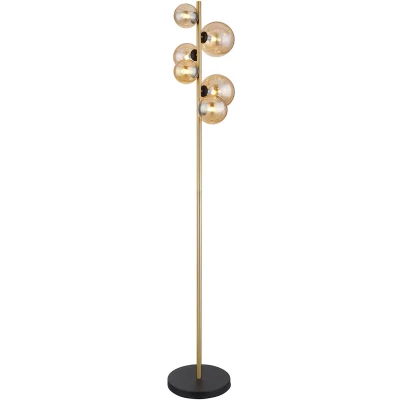 Afbeelding van Globo Staande vloerlamp Riha zwart met goud 56135 6S