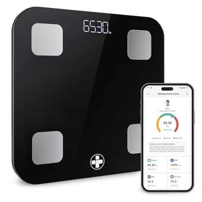 Afbeelding van Reliance Medical Smart BMI weegschaal, digitale personenweegschaal met led display, nauwkeurige gewichtstracking, synchronisatie fitness app, 28 cm x 2,4 cm, 1 stuk