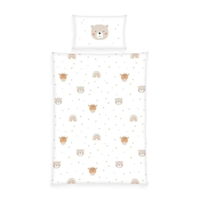 Afbeelding van Little Friends Winterbeddengoed, kussensloop ca. 40 x 60 cm met hotelomslag, dekbedovertrek 100 135 cm, soepele ritssluiting, 100% katoen, flanel