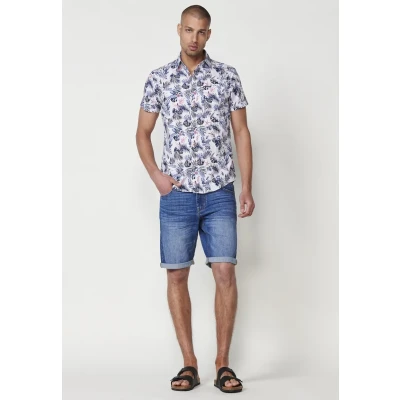 Afbeelding van Koroshi Shortsleeved Overhemd, Heren, Maat: Large, White