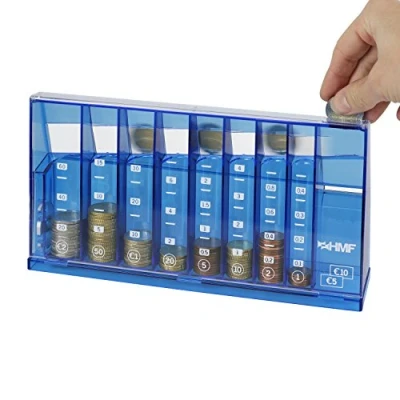 Afbeelding van HMF 4710 05 Muntensorteerder Euro spaarpot 24,0 x 5,0 12,0 cm, blauw