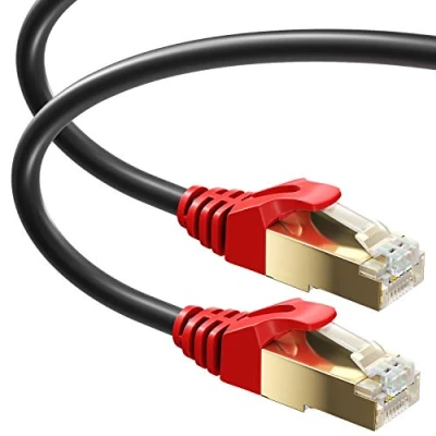 Afbeelding van MutecPower 5m Cat7 Ethernet Netwerk kabel met RJ 45 stekker Buitengebruik, Waterdicht, Weerbestendig SFTP 600Mhz zwart 5 meter kabelbinders