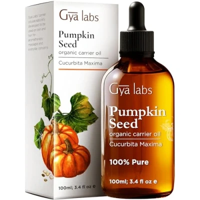 Afbeelding van Gya Labs biologische pompoenpitolie voor haargroei 100% pure koudgeperst de huid ongeraffineerde pompoenolie haar, huid, gezicht, voeding en versterking (100ml)