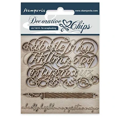 Afbeelding van Stamperia Decorative Chips Alphabet (SCB27) (DISCONTINUED)