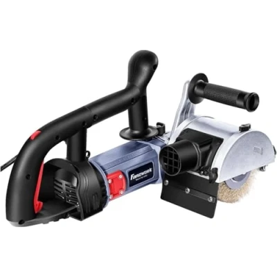 Afbeelding van FANZWORK V2 Satijnen machine, 1500 watt, slijpmachine, borstelschuurmachine voor renovatie van alle soorten oppervlakken, met stofzuigeraansluiting, toerentalregeling, kogelgreep, messing borstel