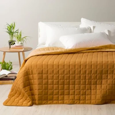 Afbeelding van Caleffi Sprei, gewatteerd, modern, eenkleurig, goudkleurig