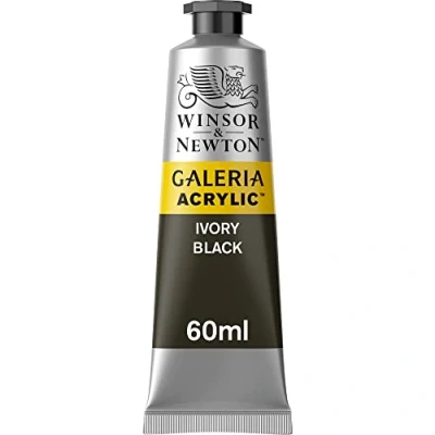 Afbeelding van Winsor &amp; Newton 2120331 Galeria acrylverf, hoge pigmentatie, lichtecht en verouderingsbestendig, romige vloeiende consistentie 60ml Tube, Ivory Black