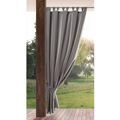 Afbeelding van Eurofirany Tuingordijn met lusgordijn, 1 stuks, afneembare lussen, zonwering, inkijkbescherming, winddicht, waterdicht, gordijn voor paviljoen, terras, pergola, 155x260 cm, staalgrijs