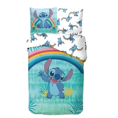 Afbeelding van Disney Lilo &amp; Stitch Dekbedovertrek 140x200 Cm Eenpersoons 100% Katoen Regenboog