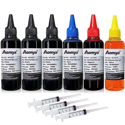 Afbeelding van Aomya 600 ml universele kleurstofinkt navulset voor HP Canon Epson Brother Lexmark printers, compatibele cartridges, navulbare cartridge CISS CIS systeem, 4 kleurenset met gratis spuiten (3BK, C, M,