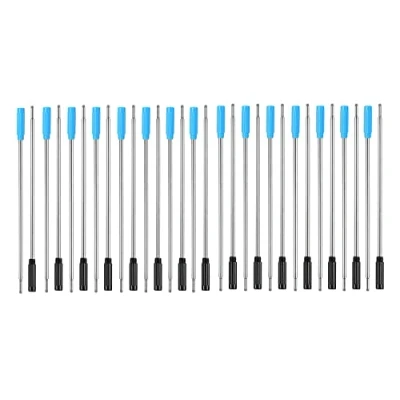 Afbeelding van YKKJ balpenvullingen, 30 stuks, verwisselbare balpennen, glad schrijven, 11,6 cm en 1 mm medium tip (zwart blauw)