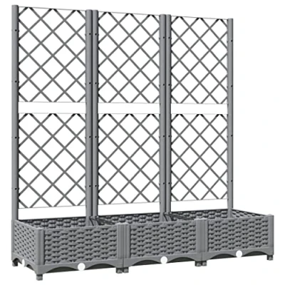 Afbeelding van vidaXL Plantenbak met latwerk 120x40x121,5 cm polypropeen lichtgrijs