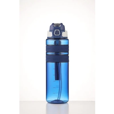 Afbeelding van Sportwaterfles, BPA vrij Tritan kunststof, lekvrije waterfles met filter, flip top, sportbeker, drinkflessen (blauw, 700 ml)