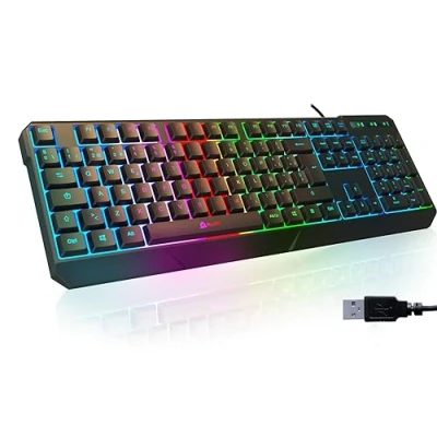 Afbeelding van KLIM Chroma Gaming toetsenbord QWERTZ Duits met kabel USB NIEUW 2023 duurzaam, ergonomisch, waterdicht, stille toetsen RGB gamer voor PC Mac Xbox One X PS4 zwart