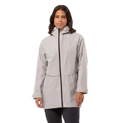 Afbeelding van Jack Wolfskin Mainkai LONG Regenjas, Dames, Maat: Large, Sea shell
