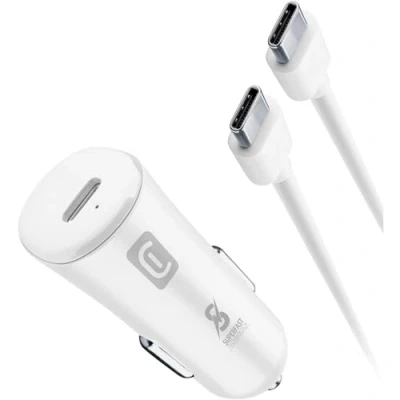 Afbeelding van Cellularline Autolader Kit 25w Usb c Naar Super Fast Charge Wit