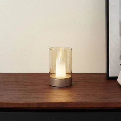 Afbeelding van Lindby LED tafellamp Lumana, amber, glas, dimbaar