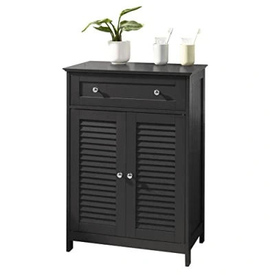 Afbeelding van SoBuy FRG238 DG Badkamer Dressoir Badkamermeubel Kolomkast Badkamerkast MDF donkergrijs