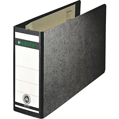 Afbeelding van Leitz 10760000 kwaliteitsordner (voor speciale formaten, hard karton (RC) met wolkenmarmer laminering, A5 dwars, 8 cm rugbreedte, 80 x 174 286 mm) zwart