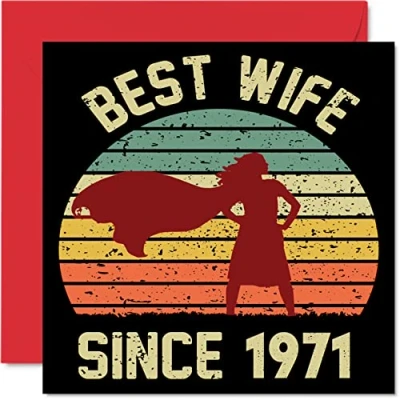 Afbeelding van 53e verjaardagskaart voor vrouw van echtgenoot Beste sinds 1971 I Love You Gifts, Happy huwelijksverjaardag kaarten partner, 145 mm x wenskaarten vijftig derde jubilea
