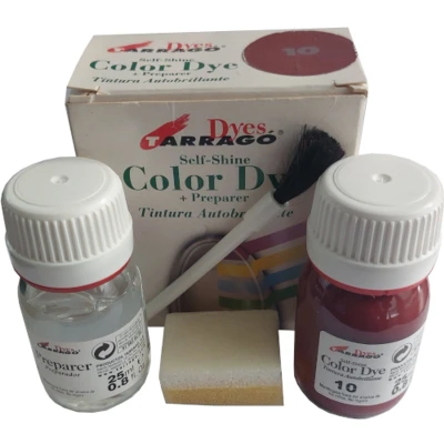 Afbeelding van Tarrago Color Dye Schoenverf + Lederverfbasis Set Verf voor Schoenen Leer/Stof/Synthetische Ledersoorten Roodbruin