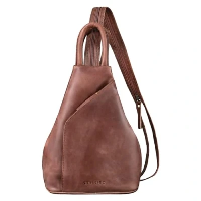 Afbeelding van STILORD &#039;Lyanna&#039; Rugzak Schoudertas Leer voor Dames Kleine Vintage Rugtas Handtas 2 in1 Backpack Handbag Sling Bag Crossbody Daypack Shopping Echt Leder, Kleur:messina bruin