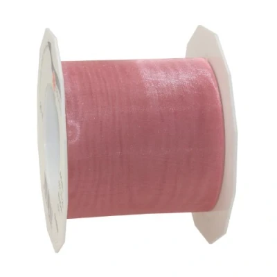 Afbeelding van Organzaband Sheer rosé 72 mm x 25 m op de rol Cadeaulint lint Organza roé