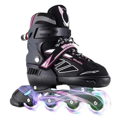 Afbeelding van Wheelive Verstelbare inline skates voor kinderen en volwassenen, oversized verlichte performance met volledige oplichtende wielen, ideaal jongens, meisjes, mannen, vrouwen