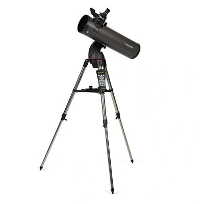 Afbeelding van Celestron 31145 NexStar 130SLT draagbare geautomatiseerde Newtoniaanse reflectortelescoop met vorkarmmontering, accessoirehouder en &#039;Starry Night&#039; Special Edition software, Grijs