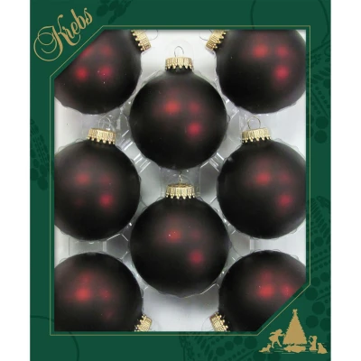 Afbeelding van Krebs Kerstballen 8 stuks bruin rood glas 7 cm