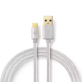Afbeelding van Kabel USB 2.0 Type C male A 2,0 m Aluminium Nedis