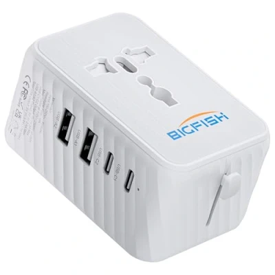 Afbeelding van Bigfish Reisadapter wereldwijd, universele reisstekker met 2 USB A en C, adapter, reisstekkeradapter stekkeradapter voor de VS, Engeland, Japan, Thailand Australië