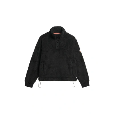 Afbeelding van Superdry Henley Fleece trui, Dames, Maat: 34, Black