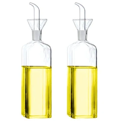 Afbeelding van Lanhope Glazen oliefles, olijfolie dispenser met schenktuit, olie en azijnstel, voor keuken barbecue, 500 ml, set van 2