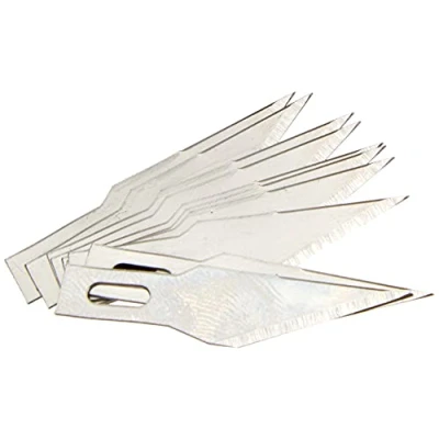 Afbeelding van Wedo 7821 reservemesjes (voor scalpel en hobbymes, spits, kunststof doos) 10 stuks, zilver